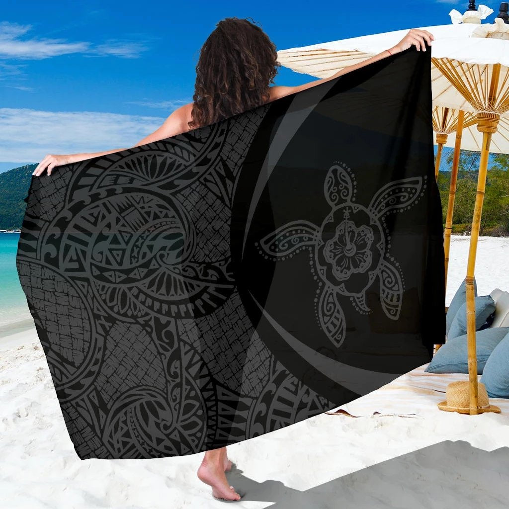 Turtle Hibiscus Polynesian Sarong Gray - Circle Style Sarong One Size Gray - Polynesian Pride