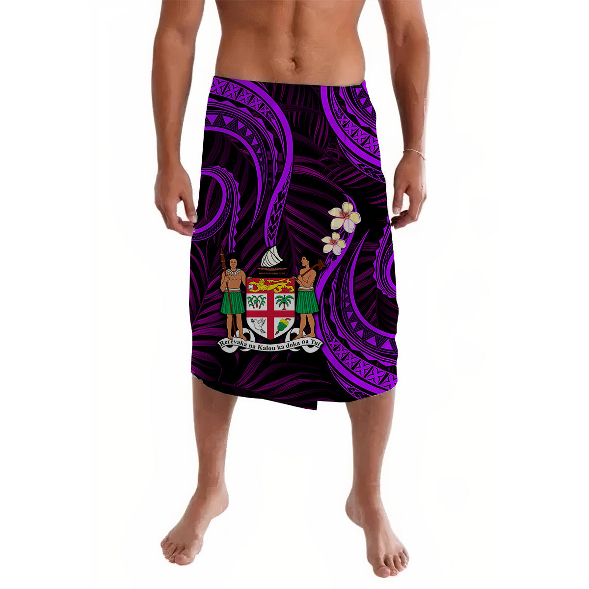 Fiji Lavalava Coat Of Arms Polynesian Mix Purple Coconut Pattern LT13 Purple - Polynesian Pride