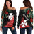 (Custom Personalised) Wallis and Futuna Polynesian Off Shoulder Sweater Fantastic Flowers LT13 Black - Polynesian Pride