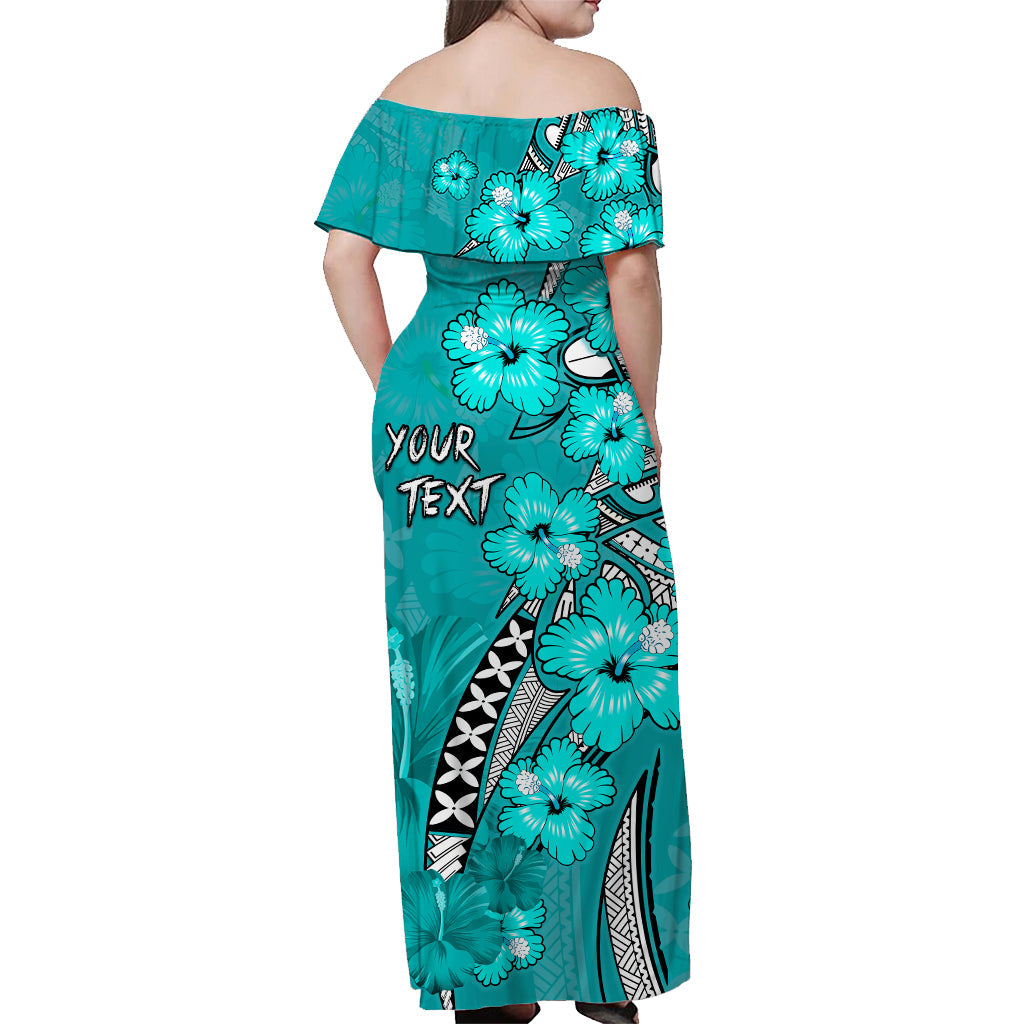 Custom Matching Hawaiian Outfits For Couples Hawaiian Map with Hibiscus Turquoise LT13 - Polynesian Pride