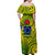 Cook Islands Off Shoulder Long Dress Matau Polynesian Simple Green Fish Hook LT13 - Polynesian Pride