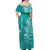 (Custom Personalised) Hawaii Off Shoulder Long Dress Polynesia Turquoise Sea Turtle Honu and Map LT13 - Polynesian Pride