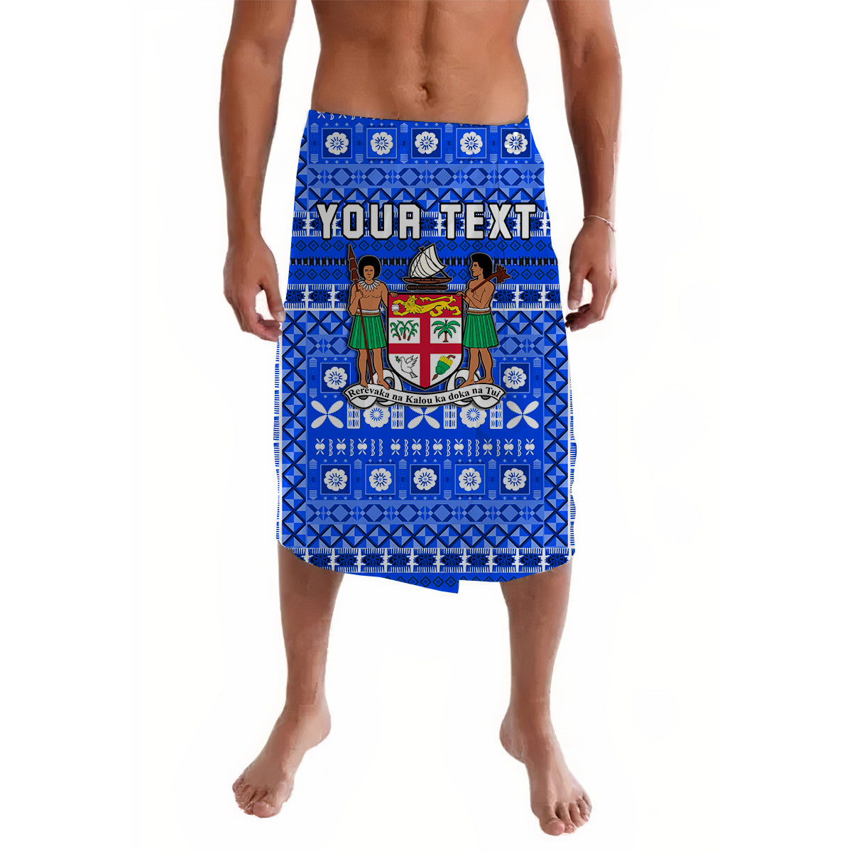 Custom Fiji Lavalava Blue Tapa Pattern Ver.02 LT13 Blue - Polynesian Pride