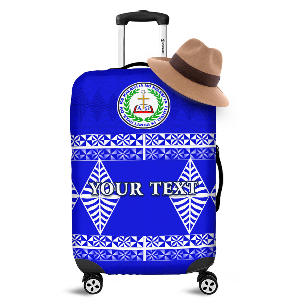 (Custom Personalised) Sia'atoutai Theological College Luggage Covers Tonga Pattern LT13 Blue - Polynesian Pride