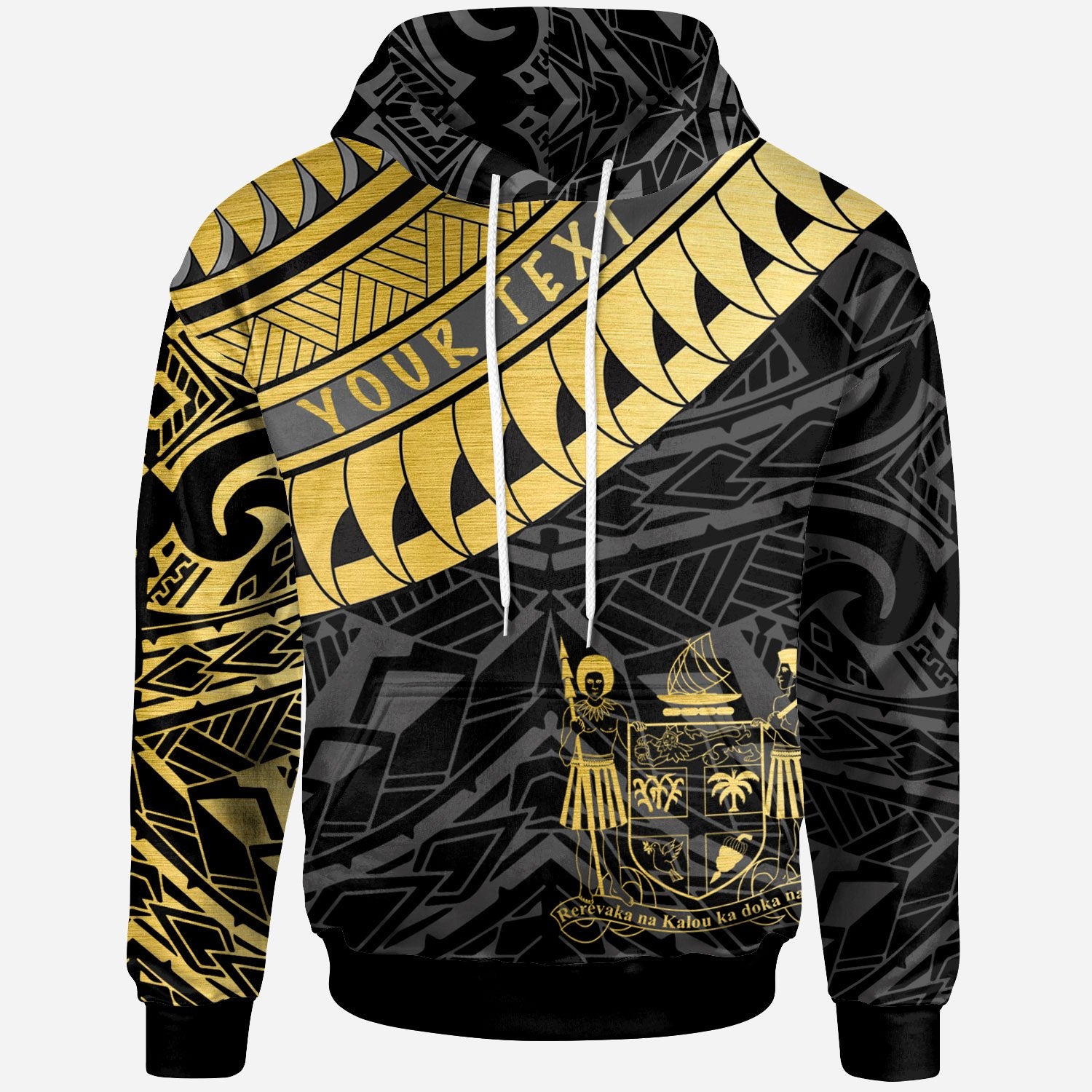 Fiji Custom Hoodie Fiji Ginger Lei Pattern Gold Unisex Gold - Polynesian Pride