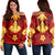 Hawaii - Hawaiian Quilt Style Women's Off Shoulder Sweatshirt AH Red - Polynesian Pride