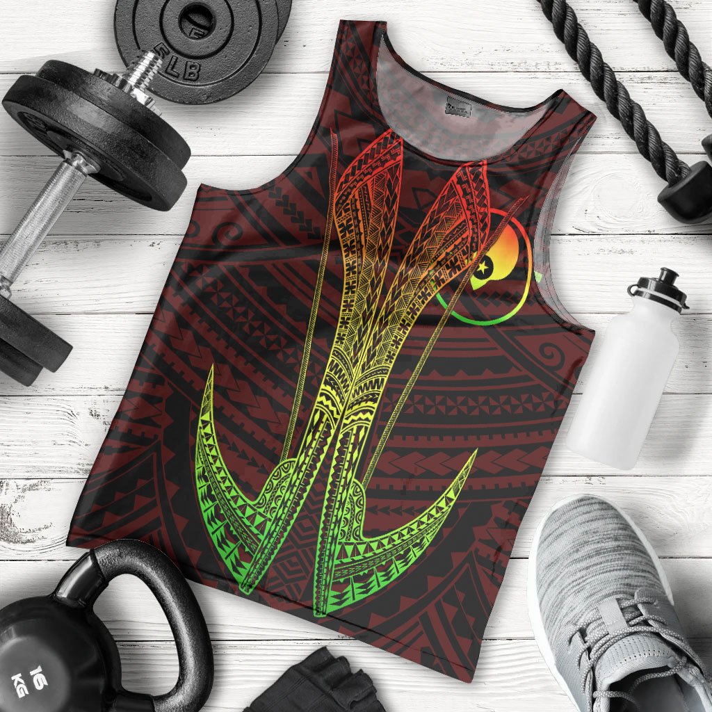 Yap Custom Personalised Men's Tank Top - Fish Hook Ver2 Red - Polynesian Pride