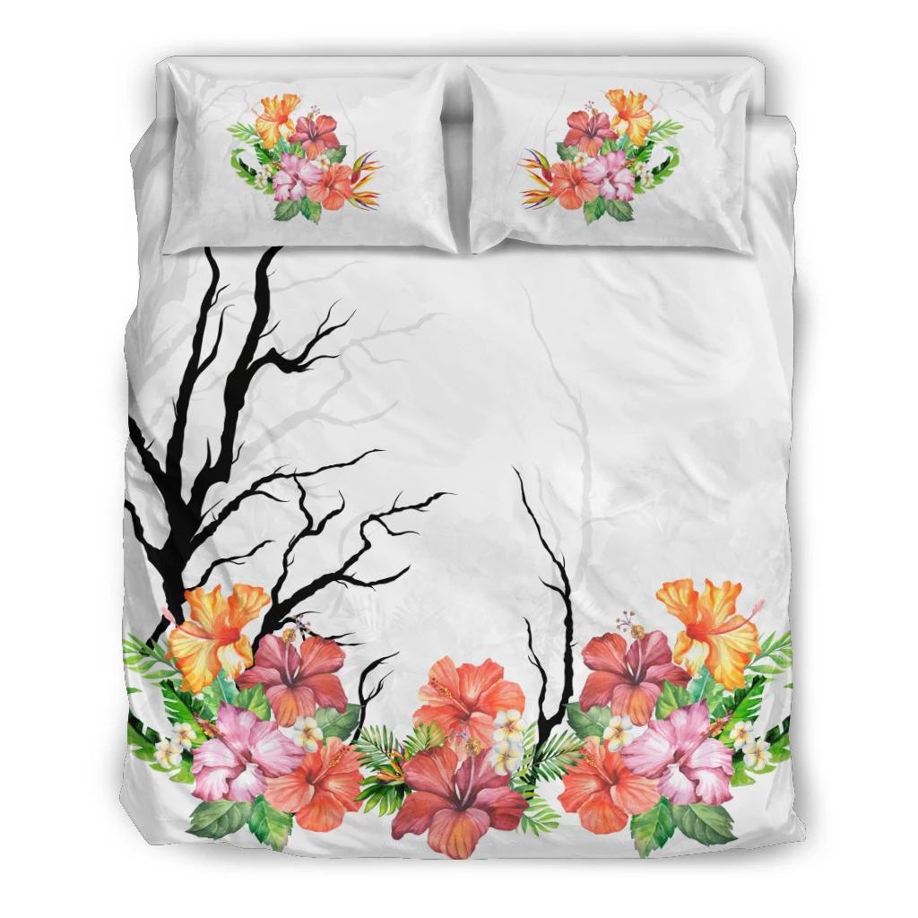 Hawaiian Tropical Colorful Hibiscus Bedding Set Black - Polynesian Pride