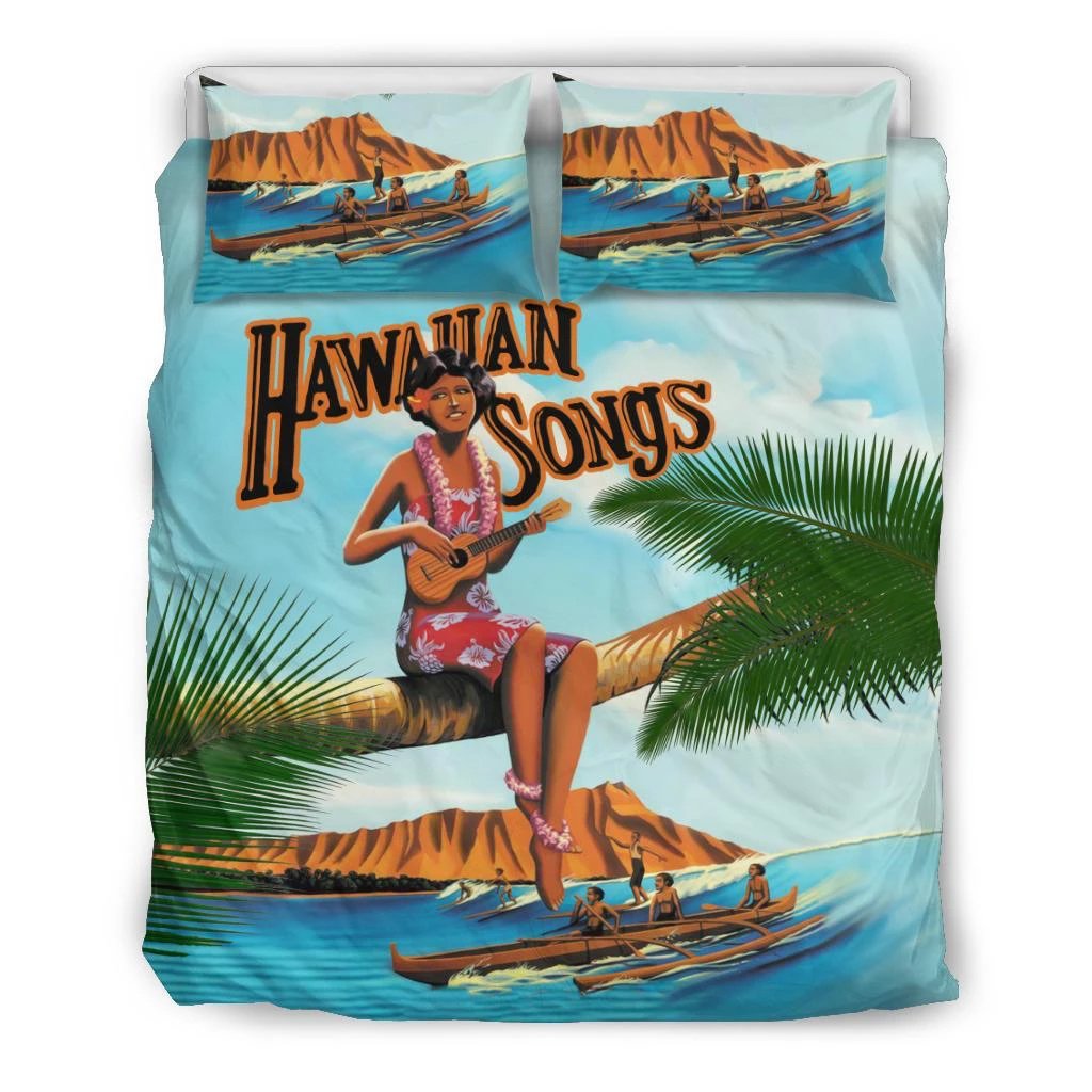 Hawaiian Hula Aboriginal Song Bedding Set Black - Polynesian Pride