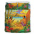 Hawaiian Couple Sing A Song On Beach Sunset Bedding Set Black - Polynesian Pride