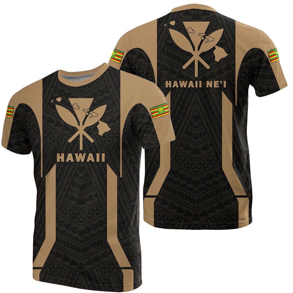 Hawaii Kanaka Polynesian T Shirt Gold Unisex Black - Polynesian Pride