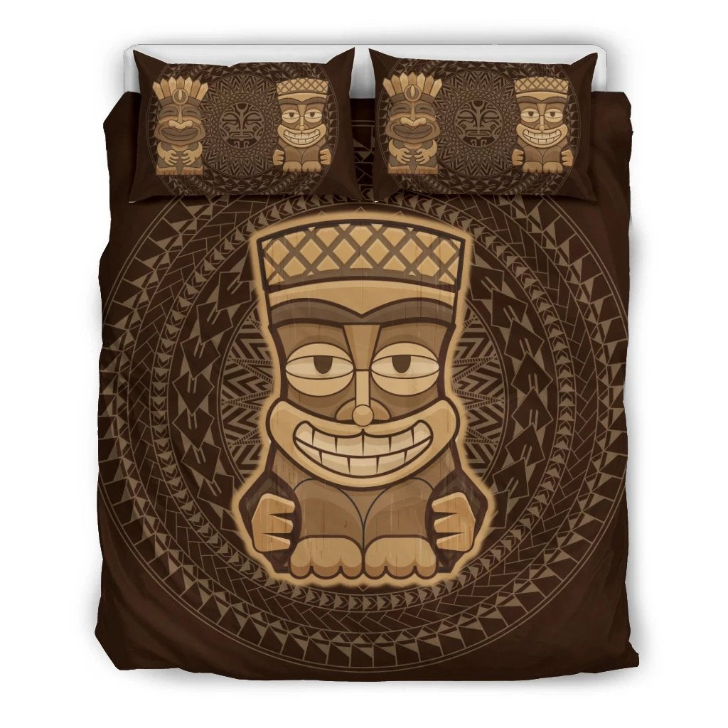 Hawaiian TiKi Funny Polynesian Bedding Set Brown - Polynesian Pride