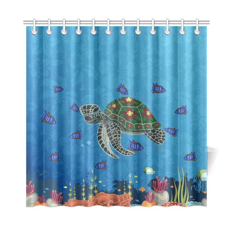 Hawaii Turtle Shower Curtain 177 x 172 (cm) White - Polynesian Pride