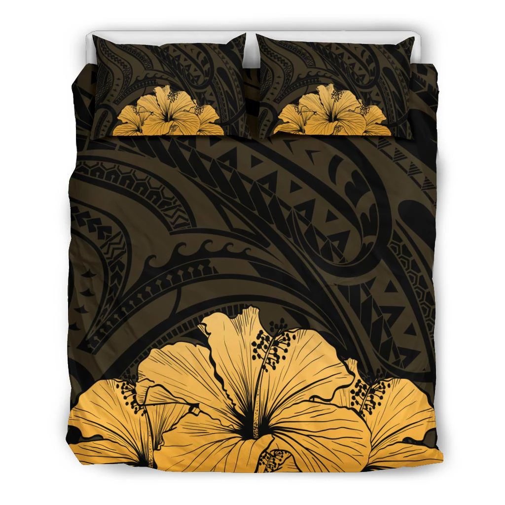 Hawaiian Royal Hibiscus Bedding Set Golden Yellow - Polynesian Pride