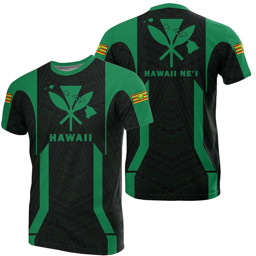 Hawaii Kanaka Polynesian T Shirt Green Unisex Black - Polynesian Pride