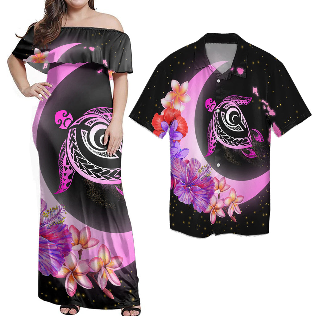 Matching Dress and Hawaiian Shirt Hawaii Map Moon Star Turtle Plumeria Hibiscus RLT14 No Dress - Polynesian Pride