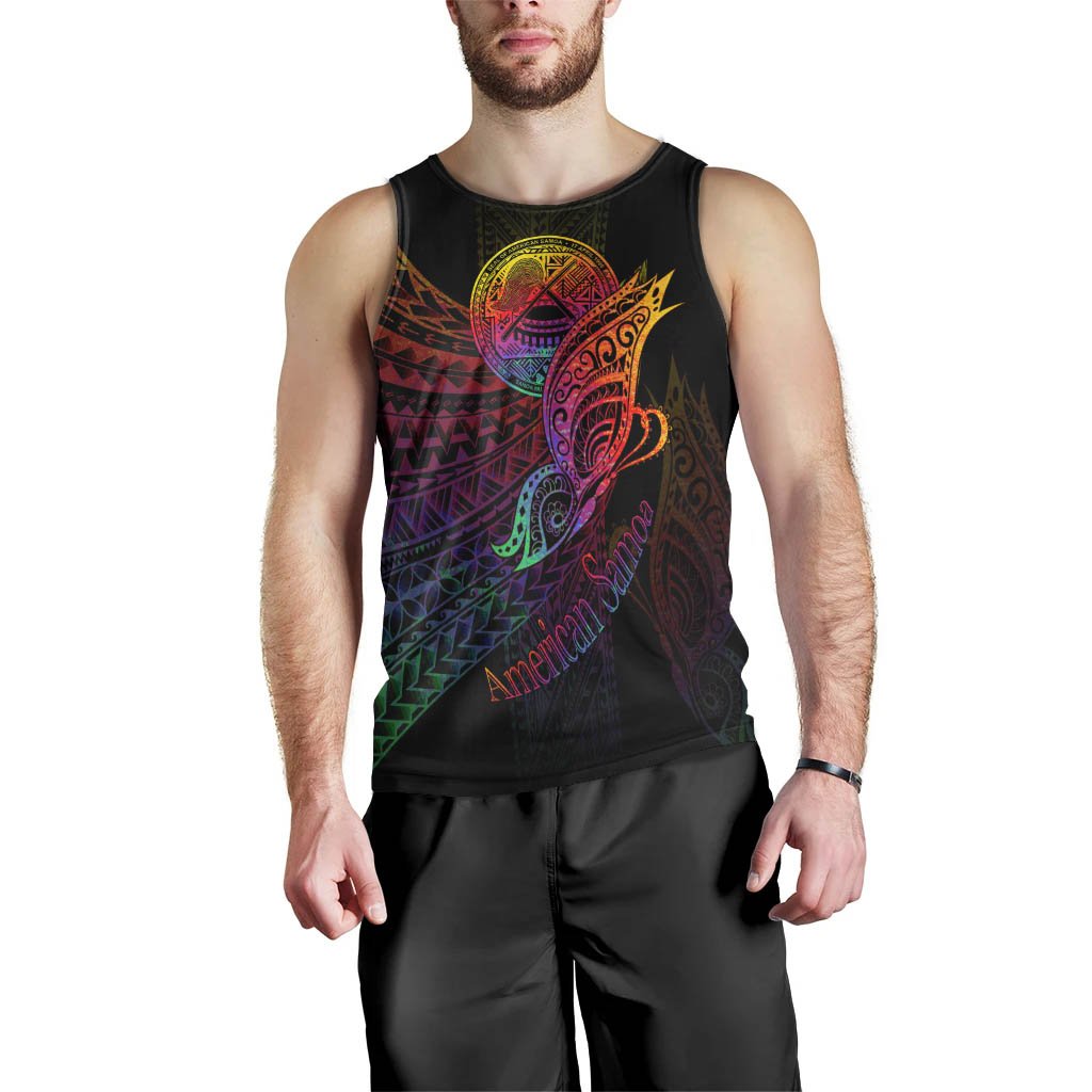 American Samoa Men Tank Top - Butterfly Polynesian Style Black - Polynesian Pride