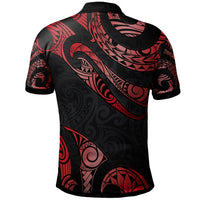 Niue Custom Polo Shirt Polynesian Tattoo Red Version - Polynesian Pride