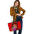 Fiji Polynesian Custom Personalised Large Leather Tote - Floral With Seal Red - Polynesian Pride