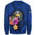 Nauru Polynesian Sweater - Floral With Seal Blue - Polynesian Pride