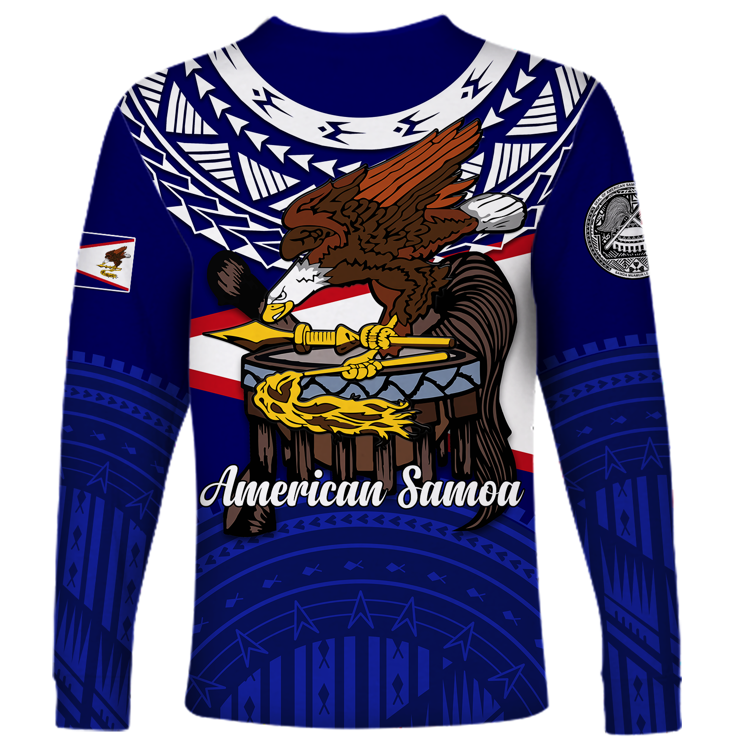 Custom American Samoa Independence Anniversary Pride Long Sleeve Shirt - LT12 Unisex Blue - Polynesian Pride