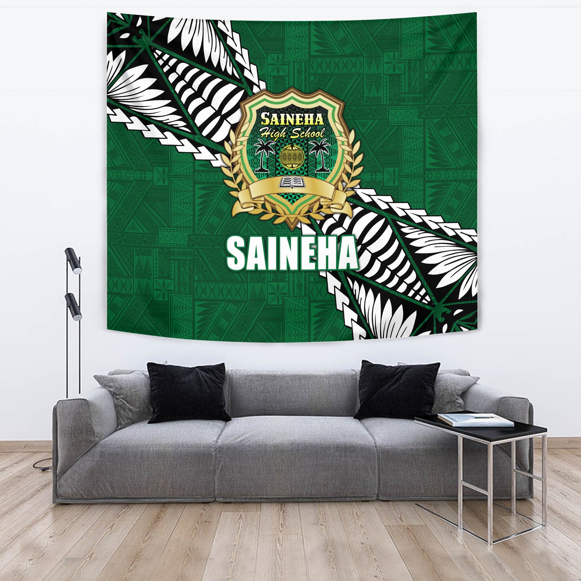 Tonga Saineha High School Tongan Patterns Tapestry - LT12 Wall Tapestry Green - Polynesian Pride