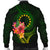 Cook Islands Polynesian Bomber Jacket - Floral With Seal Flag Color - Polynesian Pride