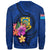 Tuvalu Polynesian Custom Personalised Sweater - Floral With Seal Blue - Polynesian Pride