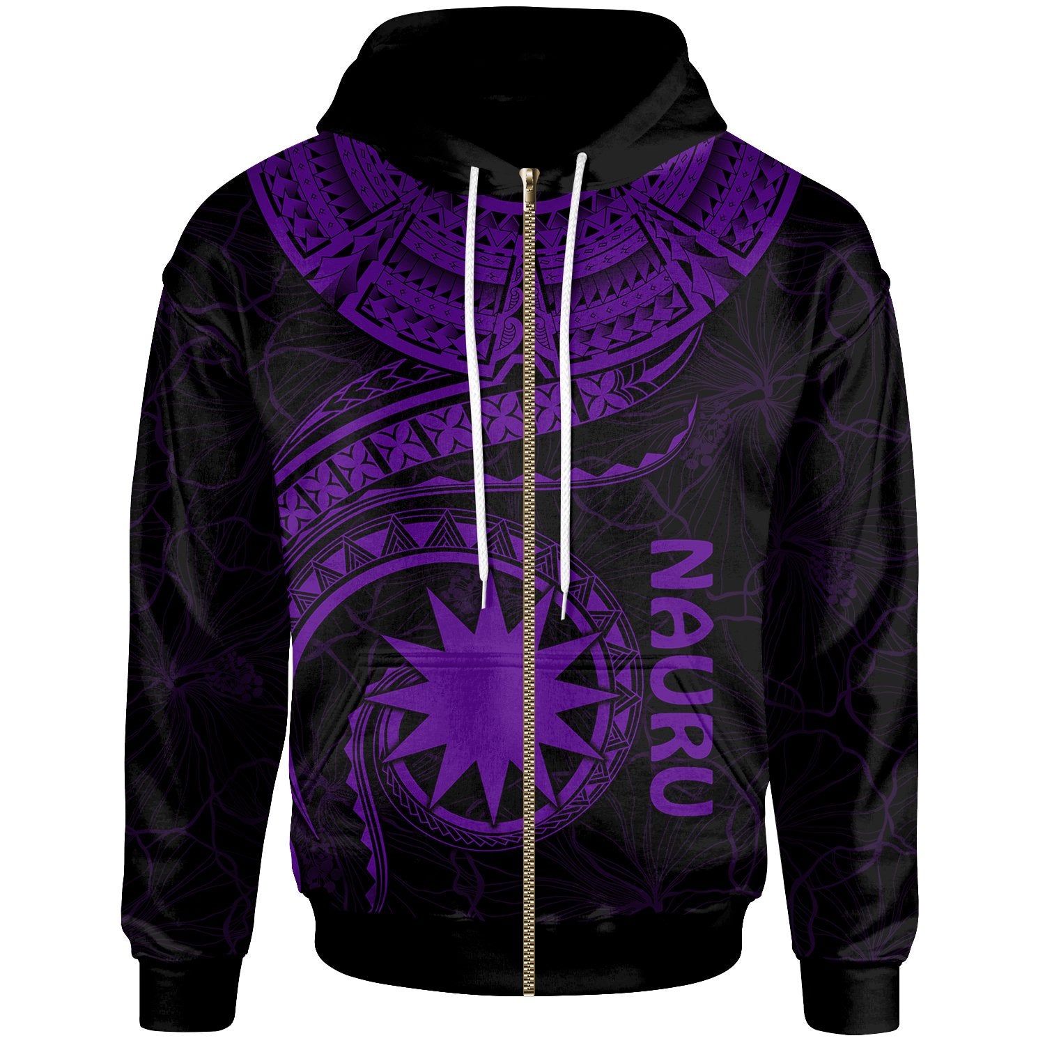 Nauru Polynesian Zip up Hoodie Nauru Waves (Purple) Unisex Purple - Polynesian Pride