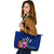 Kosrae Micronesia Leather Tote Bag - Floral With Seal Blue - Polynesian Pride