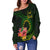 Cook Islands Polynesian Women's Off Shoulder Sweater - Floral With Seal Flag Color - Polynesian Pride