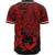 Pohnpei Polynesian Baseball Shirt - Tribal Wave Tattoo Red - Polynesian Pride