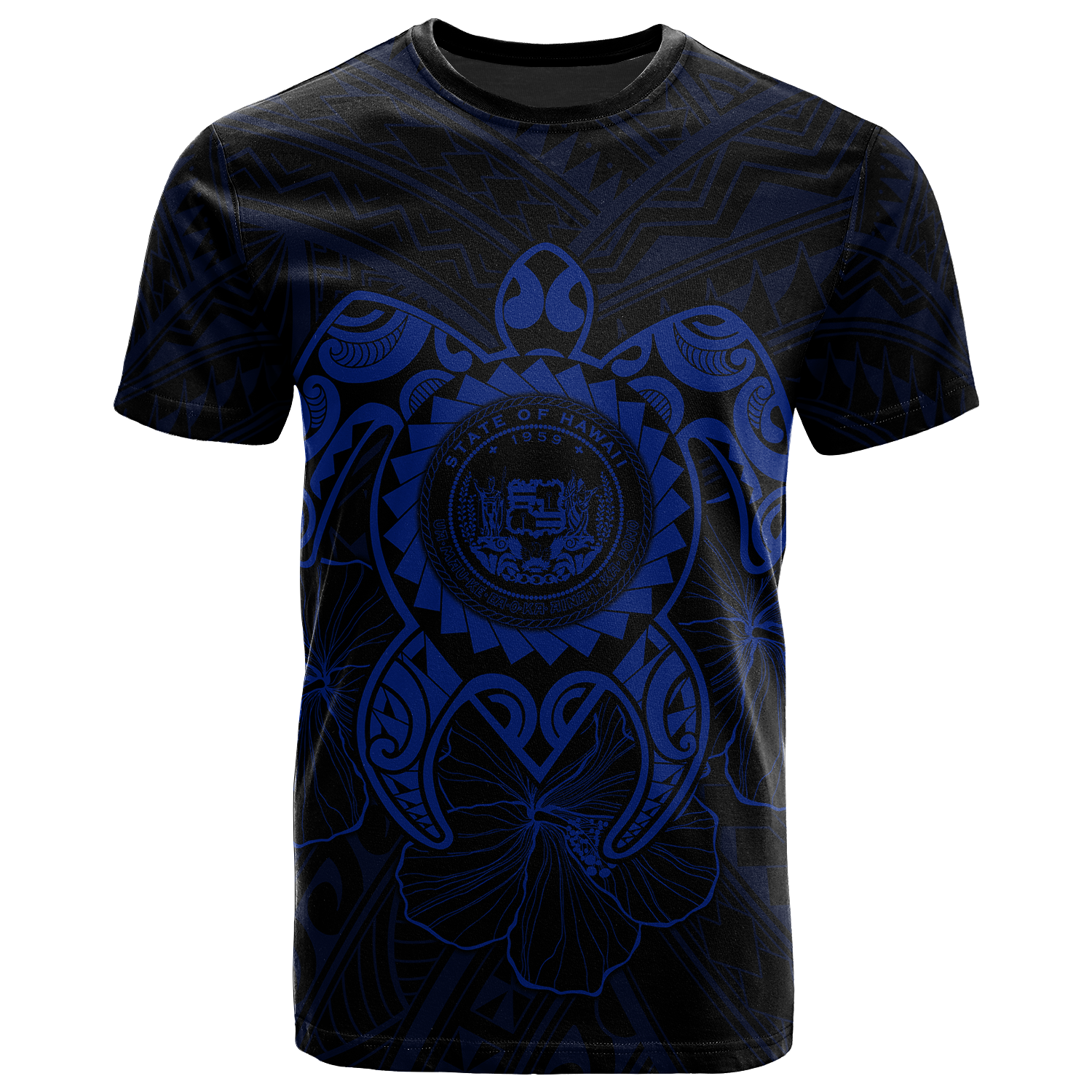 Hawaii Polynesian T Shirt Vintage Polynesian Turtle (Blue) Unisex Blue - Polynesian Pride