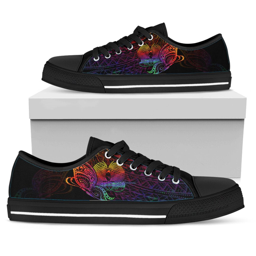 Papua New Guinea Low Top Shoes - Butterfly Polynesian Style White - Polynesian Pride