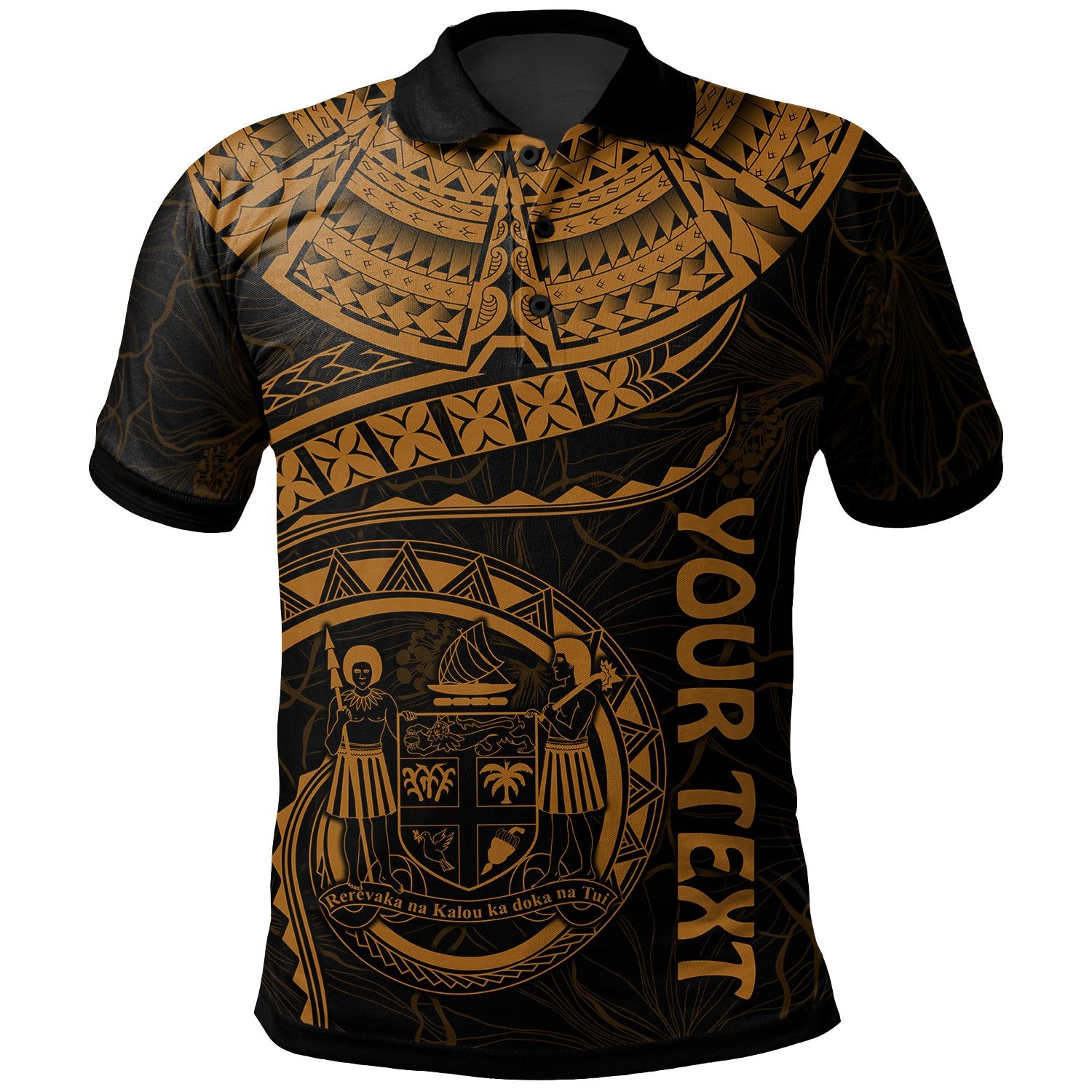 Fiji Polynesian Custom Polo Shirt Fiji Waves (Golden) Unisex Golden - Polynesian Pride