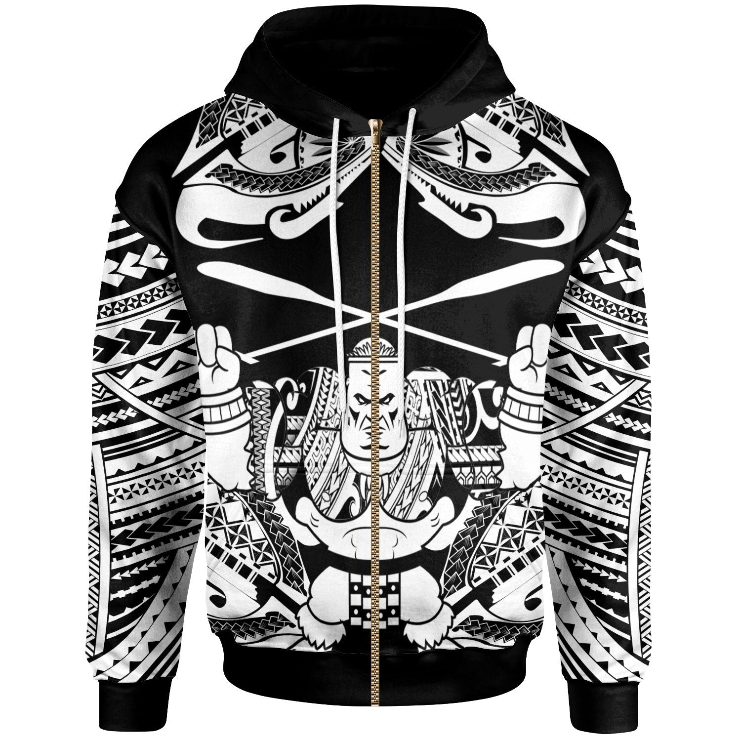 Palau Zip Hoodie Go Boating Unisex Black - Polynesian Pride