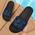 Hawaii Hibiscus Pattern Black And Blue Slide Sandals Black - Polynesian Pride