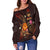 Guam Polynesian Women's Off Shoulder Sweater - Legend of Guam (Red) - Polynesian Pride