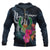 Pohnpei Micronesia Zip up Hoodie Tropical Flowers Unisex Blue - Polynesian Pride