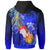 Custom Fsm Hoodie Humpback Whale with Tropical Flowers (Blue) - Polynesian Pride