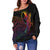 Yap State Women's Off Shoulder Sweater - Butterfly Polynesian Style - Polynesian Pride