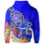 American Samoa Polynesian Zip up Hoodie Turtle Plumeria (Blue) - Polynesian Pride