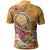 Tahiti Polo Shirt Turtle Plumeria (Gold) - Polynesian Pride