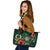 Vanuatu Polynesian Leather Tote Bag - Green Turtle Hibiscus - Polynesian Pride