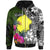 Palau Zip up Hoodie Turtle Plumeria Banana Leaf Unisex Black - Polynesian Pride