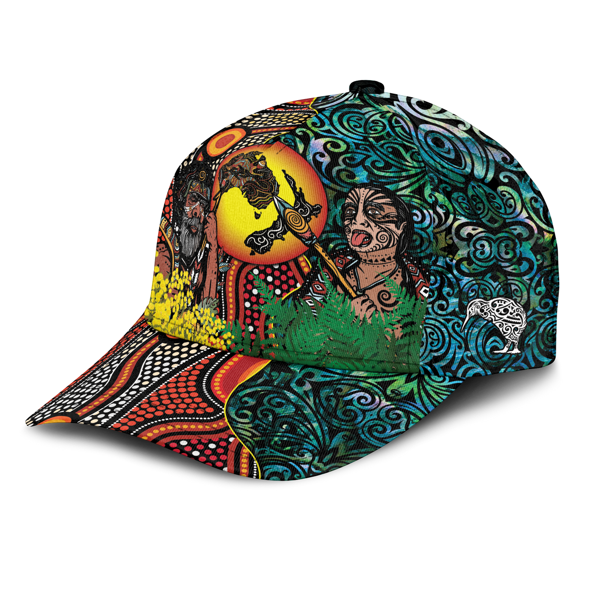 Australia Aboriginal Kangaroo Combine New Zealand Maori Kiwi Bird Cap - LT2 - Polynesian Pride