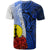 New Caledonia Polynesian Custom T shirt Coat Of Arm With Hibiscus Blue - Polynesian Pride