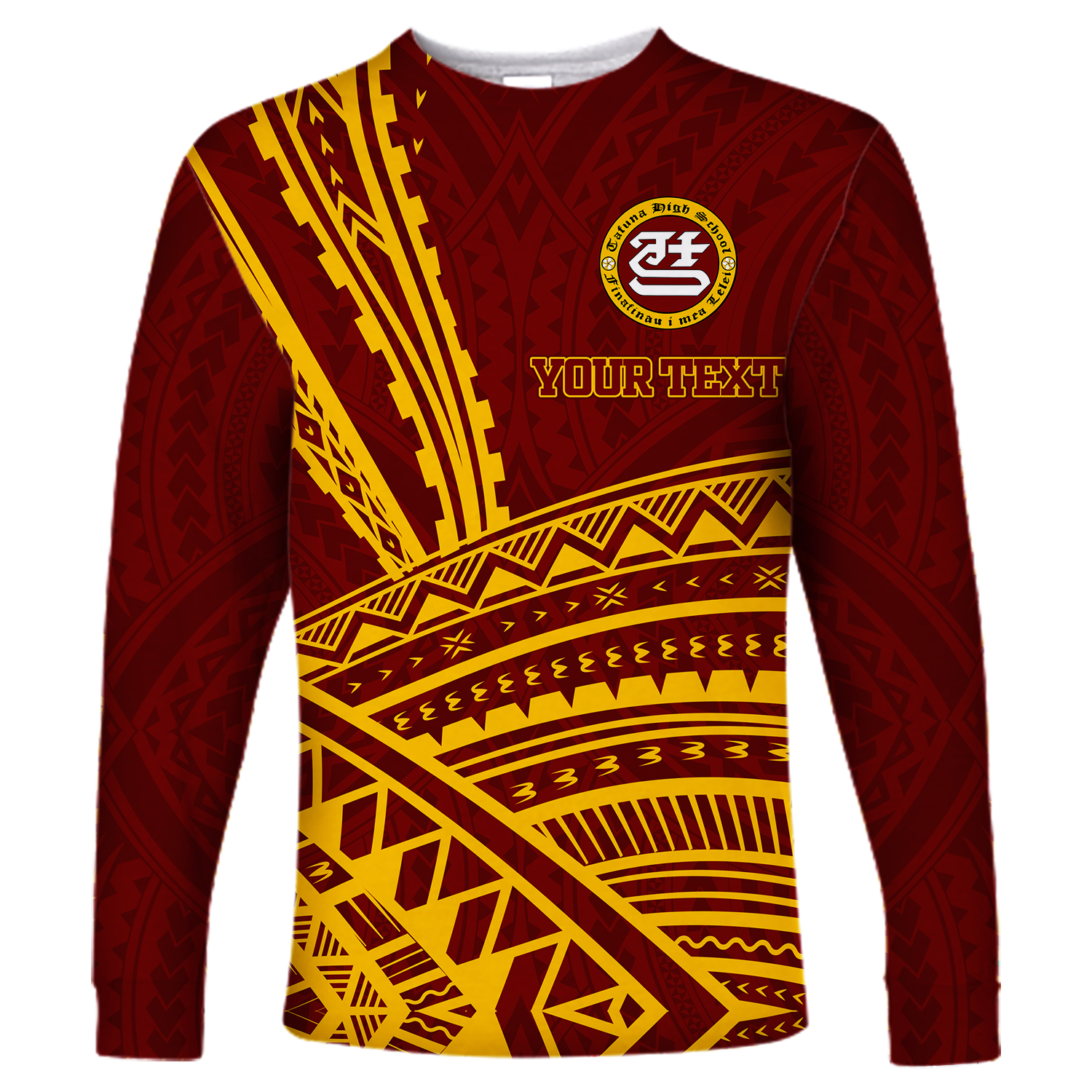 (Custom Personalised) Tafuna High School American Samoa Pride Long Sleeve Shirt - LT12 Unisex Red - Polynesian Pride