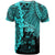 Fiji Polynesian T Shirt Tribal Wave Tattoo Neon Blue - Polynesian Pride