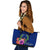 Pohnpei Micronesia Leather Tote Bag - Floral With Seal Blue - Polynesian Pride